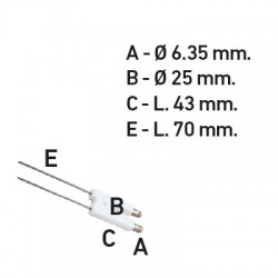 ELECTRODO DOBLE QUEMADOR 25X43 / 2X70 / 6.35X11 MM