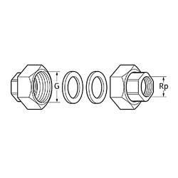 RACORES DE CONEXIÓN DIÁMETRO NOMINAL (G) 1 1/2" CONEXIÓN TUBERÍA  (Rp) 1"