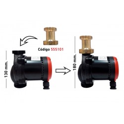 ADAPTADOR BOMBA EJE 130 A 180 ROSCA 1.1/2" M−H