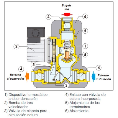 GRUPO ANTICONDENSACION BIOMASA 1 1/4" − 1" TARA 55