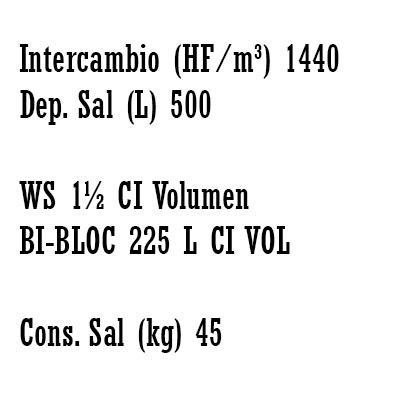 DESCALCIFICADOR BI−BLOC 225 litros CLACK WS 1 1/2" − DF