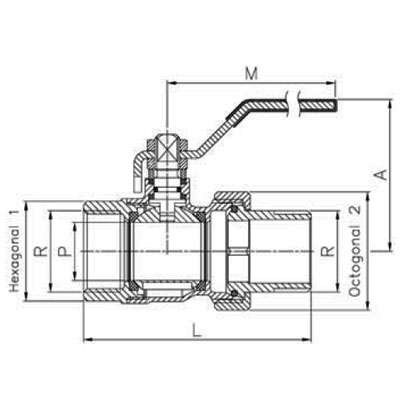 VALVULA ESFERA PALANCA RACORD 2/PZAS 1/2" E:8