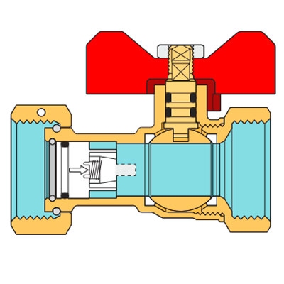 VÁLVULA ESFERA HEMBRA RACOR LOCO ANTIRRETORNO 1/2" x 1/2"TIEMME