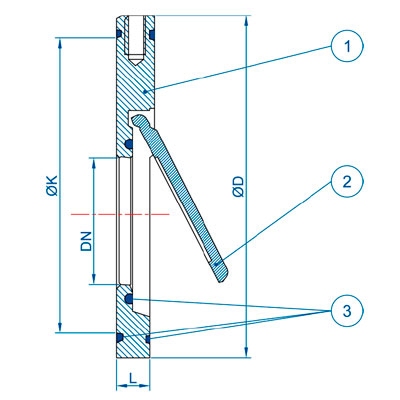 VÁLVULA RETENCIÓN CLAPETA TIPO WAFER INOXIDABLE 316 2"