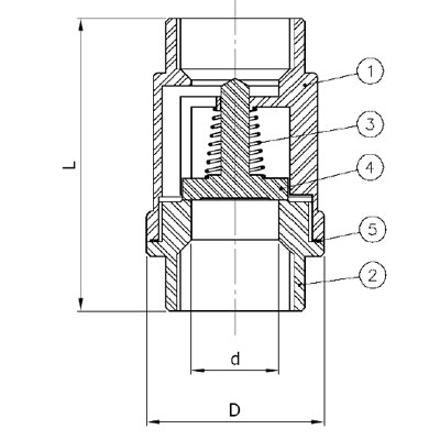 VÁLVULA RETENCIÓN DOS PIEZAS INOXIDABLE 316 1/2"