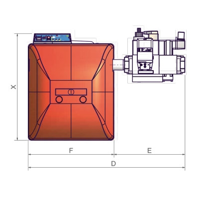 QUEMADOR GAS UNIGAS NG350 1 LLAMA 1" 1/4 M.TN.M.ES.A 0.32 115−330 KW TOBERA CORREDERA