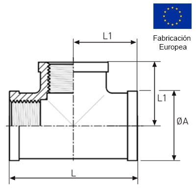 TE ROSCADA IGUAL HHH 3/8" INOXIDABLE 316