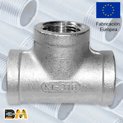 TE ROSCADA IGUAL HHH 3/8" INOXIDABLE 316