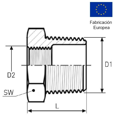 TUERCA REDUCCIÓN 3/8"−1/8" INOXIDABLE 316