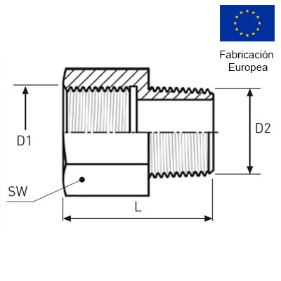 MANGUITO HM 1/2"−3/8" INOXIDABLE 316