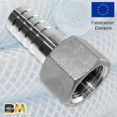 UNIÓN MANGUERA HEMBRA 3/8" INOXIDABLE 316