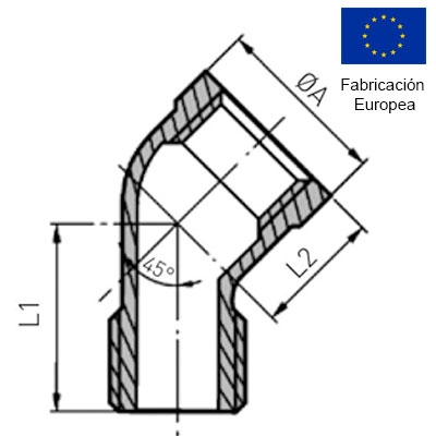 CODO ROSCADO 45º M-H 1/8" INOXIDABLE 316