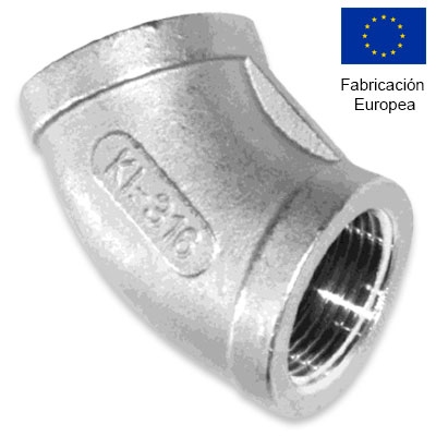 CODO ROSCADO 45 HH 3/8" INOXIDABLE 316