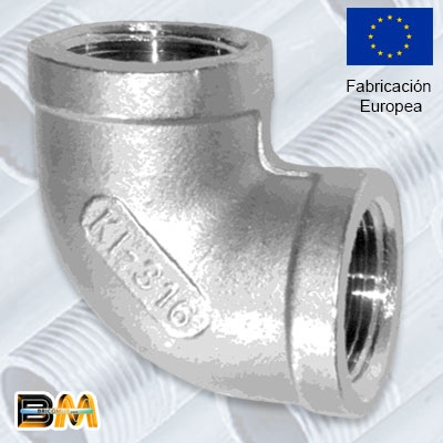 CODO ROSCADO 90 HEMBRA 3/8" INOXIDABLE 316