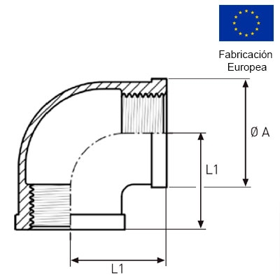 CODO ROSCADO 90 HEMBRA 3/8" INOXIDABLE 316