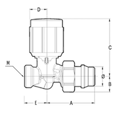 LLAVE TERMOSTATIZABLE NT RECTA 1/2 x M 16 BICONO