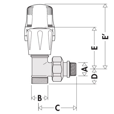 VÁLVULA TERMOSTÁTICA ESCUADRA BICONO 3/8" 338302