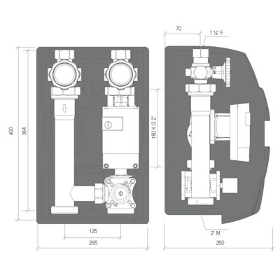 GRUPO MEZCLADOR KM3−125 DN32 WILO SC 30/1−8