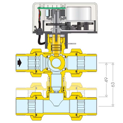 VÁLVULA ZONA ESFERA 4 VÍAS 3/4" M-M-M-M 644452 CALEFFI