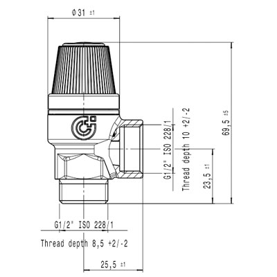 VÁLVULA SEGURIDAD (SERIE 312) M−H 1/2" 7 BAR 312470