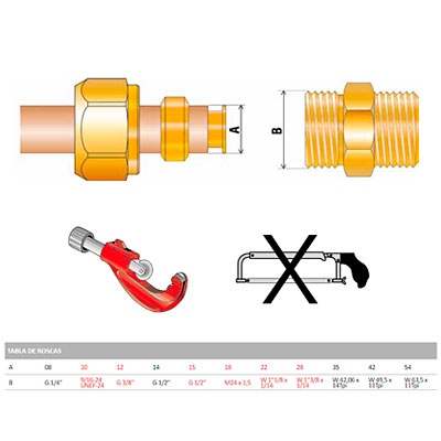 ADAPTADOR PARA TUBO MULTICAPA 20 x 2,0 − 22 TIEMME