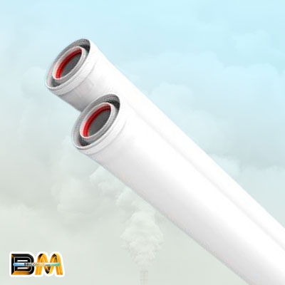 TUBO COAXIAL MACHO / MACHO ALUMINIO PINTADO BLANCO 250 MM Ø 60 / 100 MM