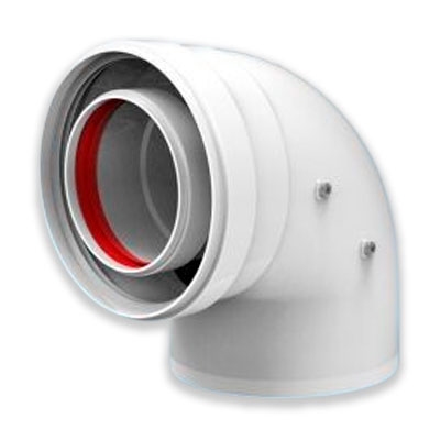 CODO 90º MACHO / HEMBRA COAXIAL ALUMINIO PINTADO BLANCO 60/100 MM