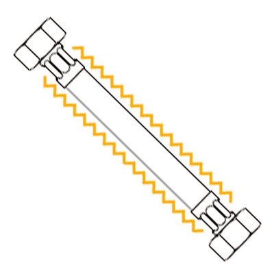 LATIGUILLO CONEXIÓN PARA GAS EXTENSIBLE H1/2−H1/2 L 20−34 CM