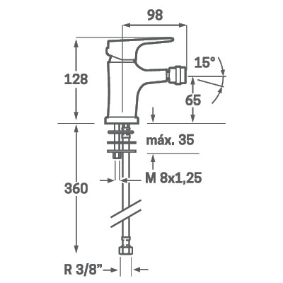 MONOMANDO DE BIDET SERIE SINUA − KALLA 23207