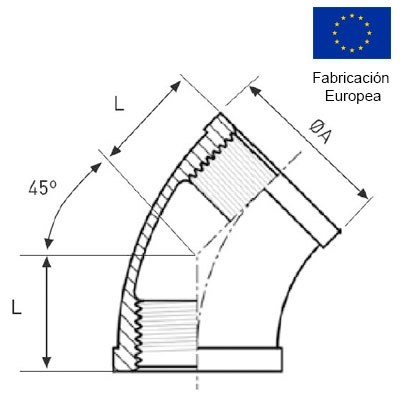 CODO ROSCADO 90º M-H INOXIDABLE 316