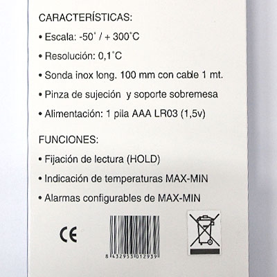 TERMÓMETRO DIGITAL CON SONDA DIGI-THERMO